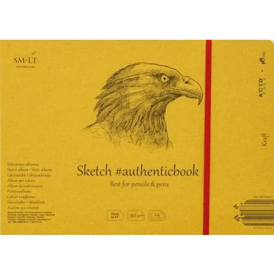 Abbildung von SMLT 5EB 24ST/KRAFT Authentic line 245x176 mm genähtes Skizzenblock authenticbook, 90 gsm Gerippt Braunes Natron Kraftpapier, 24 Blatt