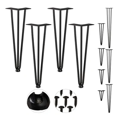 Abbildung von Relaxdays Hairpin Legs, 4er Set, 3 Streben, Metall, Haarnadel Tischbein für Hocker, Tisch &amp; Schrank, 40 cm hoch, schwarz