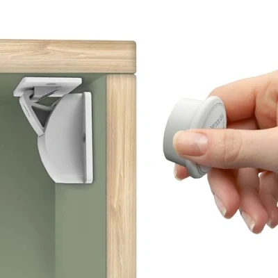 Abbildung von Moonybaby kindersicherung schrank, Babysicherheit Magnetisches Schrankschloss (10 Sicherheitsschlösser, 2 Schlüssel), unsichtbare schubladensicherung baby sicherheit, ohne Bohren und Schrauben