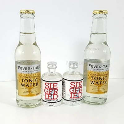 Abbildung von Gin Tonic mini Set 2x Siegfried Rheinland Dry 40ml (41% Vol) + Fever Tree Water 200ml