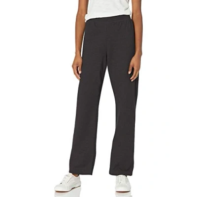 Abbildung von Hanes Damen EcoSmart Fleece Sweathose, offene Unterseite, erhältlich in Petite Jogginghose mit offenem Bein, Ebenholz, L