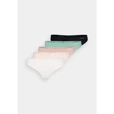 Abbildung von Calvin Klein Damen 5er Pack Strings Tangas, Mehrfarbig (Charming Green/Nymphs Thigh/Black/I), XL