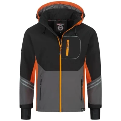 Abbildung von Rock Creek Herren Softshell Jacke Outdoor Windbreaker Übergangsjacke Anorak Kapuze Regenjacke Winterjacke Herrenjacke Jacket H 344 Orange 3XL