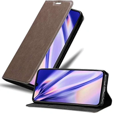 Abbildung von Cadorabo Hülle kompatibel mit Xiaomi Mi 9 aus Premium Kunst Leder Flip Klappbare Stoßfeste Magnetische [Standfunktion] [Kartenfächern] Cover für Tasche in Braun