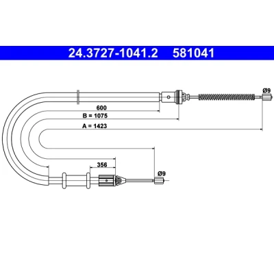 Abbildung von ATE 24.3727 1041.2 Handbremsseil 1423 RENAULT: Kangoo I, I Rapid