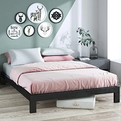 Abbildung von Zinus Arnav Bett 180x200 cm Höhe 26 Metall Plattform Bettgestell mit Holzlattenrost Schwarz
