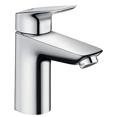 Abbildung von Hansgrohe Waschtischarmatur Logis 100, 7110000, Einhebelmischer für Waschtisch mit Keramikkartusche, Temperaturbegrenzung, Chrom, 09696 6