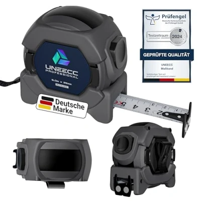 Abbildung von UNEECC Professional Maßband 5 m Auto Lock Automatische Band Verriegelung Bandmaß 5m Magnethaken Massband Extrem Robust Rollbandmaß