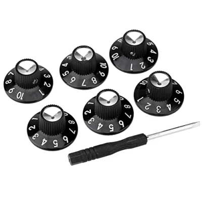 Abbildung von Musiclily Pro Imperial Zoll Größe Gitarren Verstärker Effektpedal Knöpfe Skirted Knobs,Schwarz (6er Set)