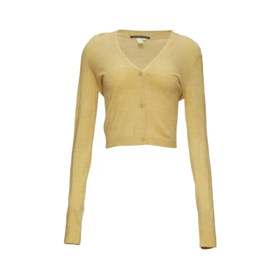 Abbildung von QS IN Melierter Optik Strickjacke, Damen, Größe: Large, Goldgelb