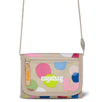 Abbildung von ergobag Brustbeutel Geldbeutel, Mini Portemonnaie mit Kleingeldfach, Sichtfenster für Mädchen und Jungen Flower PowBär Beige