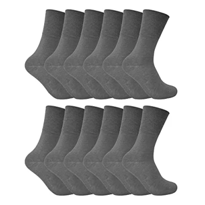 Abbildung von Sock Snob 12er Pack Damen Thermo Diabetikersocken Ohne Gummi Extra Weit Thermosocken Für Winter (37 42, Grau)