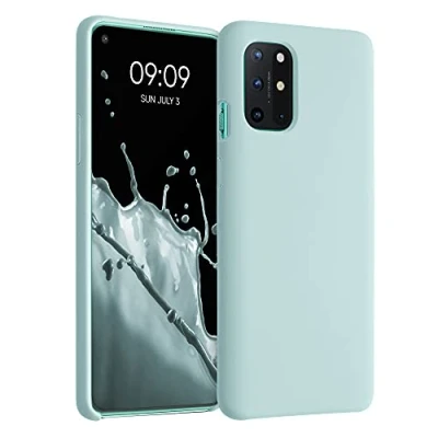 Abbildung von kwmobile Hülle kompatibel mit OnePlus 8T Silikon Handy Case Handyhülle weiche Oberfläche kabelloses Laden Cool Mint