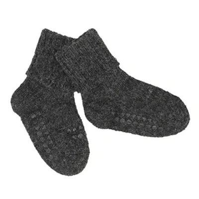 Abbildung von GoBabyGo Original Antirutsch Baby Krabbelsocken Rutschfeste Krabbelstütze für aktive Kinder Bambus Baumwolle 6 12m (17 19cm) Dunkelgrau Melange