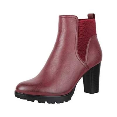 Abbildung von Elara Herbst Plateaustiefelette, Damen, Größe: 39, Rot Schuhe