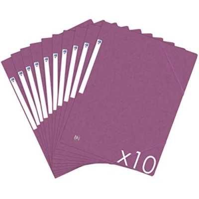 Abbildung von Oxford Topfile+ Dokumentenmappe, 3 Klappen, DIN A4, mit Gummibandverschluss, Beige, 10 Stück