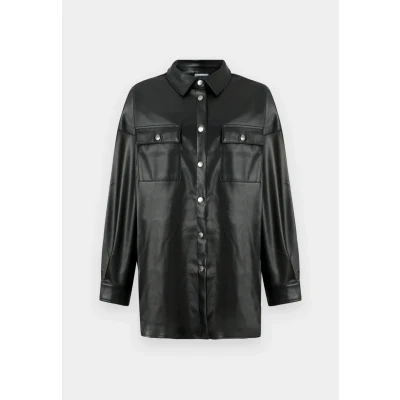 Abbildung von Noisy May Nmflanny Oversize PU Shirt Hemdbluse, Damen, Größe: XL, Black