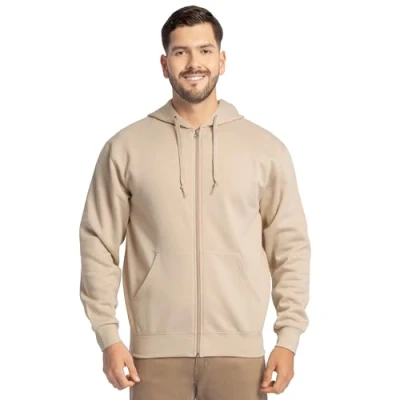 Abbildung von Fruit of the Loom Men&#039;s Eversoft Fleece Sweatshirts &amp; Hoodies, Full Zip Khaki Heather, Large