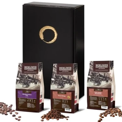 Abbildung von GUSTONE. Premium Kaffee Geschenkset 3 Spitzenkaffees der &quot;Berliner Kaffeerösterei&quot; Wiener Melange, Indien Malabar Monsunkaffee, Workers Dark