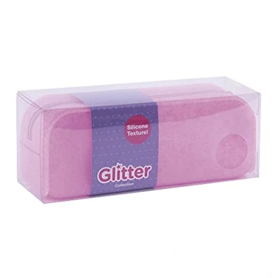 Abbildung von APLI 18951 Federmäppchen aus Silikon mit Glitzer Glitter Collection Fuchsia Schulmäppchen