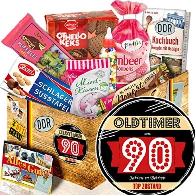 Abbildung von Oldtimer 90 Geschenkidee zum 90. Süßigkeiten Box DDR