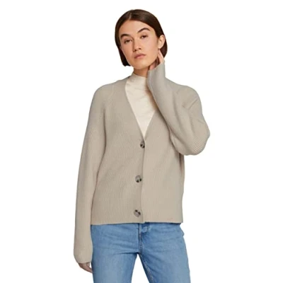 Abbildung von TOM Tailor Denim Vneck Strickjacke, Damen, Größe: XS, Light cashew beige