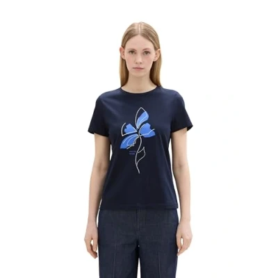 Abbildung von TOM Tailor Kurzarm Tshirt print, Damen, Größe: 40, Dunkelblau