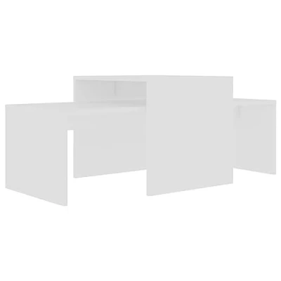Abbildung von vidaXL Couchtisch Set Beistelltisch Satztisch Sofatisch Kaffeetisch Wohnzimmertisch Teetisch Telefontisch Weiß 100x48x40cm Holzwerkstoff