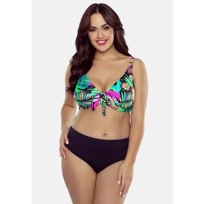 Abbildung von VIVISENCE Bikini BH Dame Bademode Soft Cups Gestreift Regulierbar EU 3203, Tropisch,85F