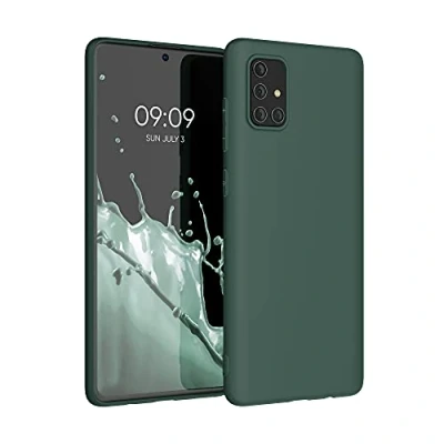 Abbildung von kwmobile Hülle kompatibel mit Samsung Galaxy A71 weiches TPU Silikon Case Cover geeignet für kabelloses Laden Blaugrün
