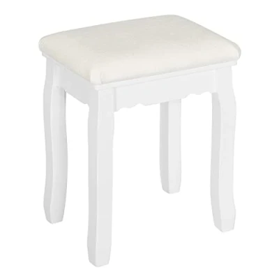 Abbildung von Woltu Sitzhocker (1 St), Samt Massivholzbeine, 38x45x28.5 cm, Weiß