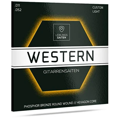 Abbildung von Gitarrensaiten Westerngitarre Premium Stahl Saiten für Westerngitarren 6 Set