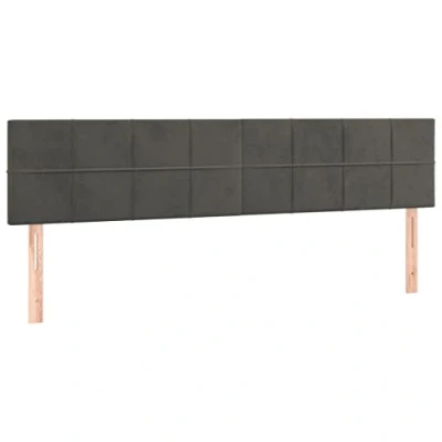 Abbildung von vidaXL Kopfteil 2 STK., Bettkopfteil mit Holzbeinen, Höhenverstellbar Polsterkopfteil für Bett, Betthaupt Bettzubehör Schlafzimmer, Dunkelgrau 80x5x78/88cm Samt
