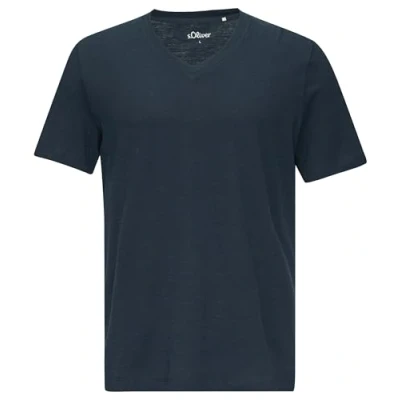 Abbildung von s.Oliver MET Vhals EN Slubstructuur Tshirt basic, Herren, Größe: Medium, Navy