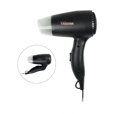 Abbildung von Tristar Reisefön Klapphandgriff Kompakte Größe Starke Leistung von 1200 Watt Schwarz HD 2460