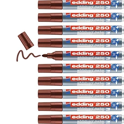 Abbildung von edding 250 Whiteboardmarker braun 10 Whiteboard Stifte Rundspitze 1,5 3 mm Boardmarker abwischbar für Whiteboard, Flipchart, Magnettafel, Pinnwand, Memoboard Sketchnotes