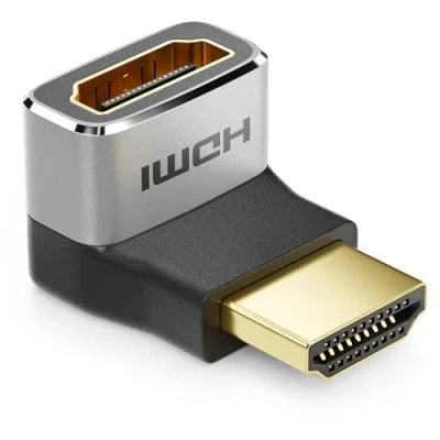 Abbildung von deleyCON HDMI Adapter Kupplung Verbinder 270 Winkel 8K@60Hz / 4K@120Hz UHD Aluminium 2.1 ARC HDR10+ Dolby Vision VRR ALLM 48Gbps Gewinkelt Grau Schwarz