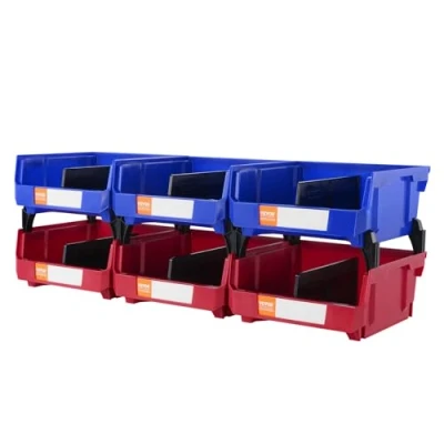 Abbildung von VEVOR 6er Set Sichtlagerboxen Stapelboxen Stapelkisten Lagerkästen Blau/Rot