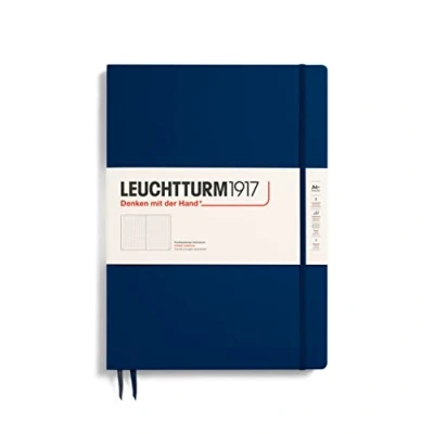 Abbildung von LEUCHTTURM1917 342929 Notizbuch Master Slim (A4+), Hardcover, 123 nummerierte Seiten, Marine, dotted