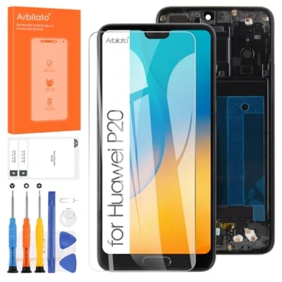 Abbildung von Arbilato Display für Huawei P20 LCD Digitalisierer Touchscreen Reparaturset EML L09 AL00 L29 (Schwarz mit Rahmen)