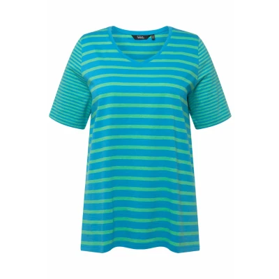Abbildung von Ulla Popken V Ausschnitt Halbarm Tshirt print, Damen, Größe: 46/48, Frühlingsgrün