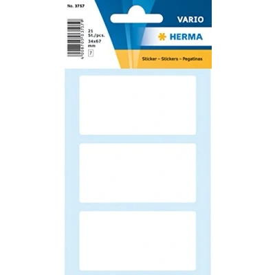 Abbildung von 10 x HERMA Vielzweck Etiketten 34x67mm weiß VE=21 Stück