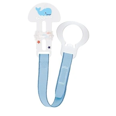 Abbildung von Mam Clip &amp; Cover Schnullerkette mit Schnuller auch für andere Clips Schnullerschutz, 0+ Monate, hellblau 30g