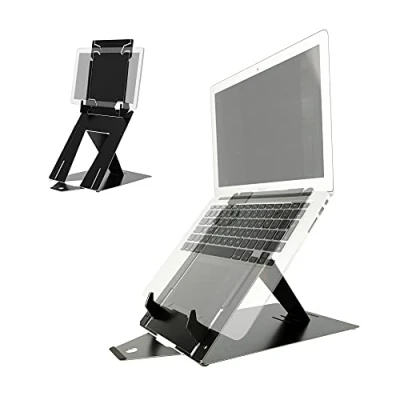 Abbildung von R Go Riser Duo, Tabletständer und Laptopständer, 2 in 1 Verstellbarer Laptop/Tablet Riser, Ultra Dünnes Aluminium, Kompatibel für Laptops/Tablet (10 22 Zoll), Schwarz