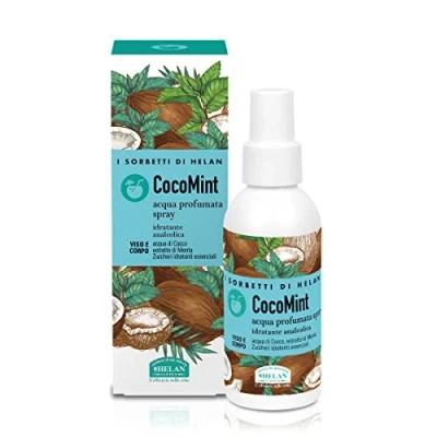 Abbildung von Helan, I Sorbetti CocoMint Duftwasser für Damen und Herren, feuchtigkeitsspendend, alkoholfrei, exotisch belebender Lotion mit Minze Kokoswasser Extrakt, Gesicht Körper Vitamin C, 100 ml