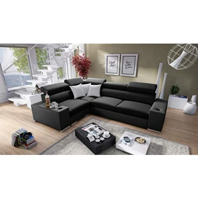 Abbildung von All4All Ecksofa mit Schlaffunktion Plato 282x205 cm Sofa Bettkasten Schlafsofa L Form Eckcouch für 4 Personen Wohnzimmer Seite Links Schwarz 26