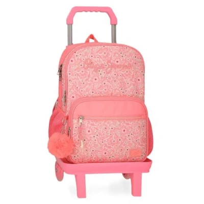 Abbildung von Pepe Jeans Nahid Schulrucksack mit Zwei Fächern und Trolley, Rosa, 30 x 40 12 cm, Polyester von Joumma Bags, 30x40x12 cms, Doppelfach Trolley