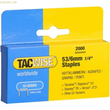 Abbildung von Tacwise Heftklammern 53/6mm verzinkte VE=2000 Stück
