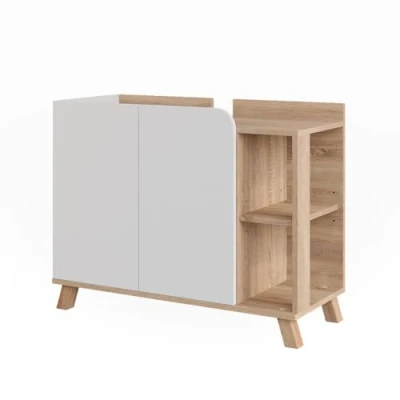 Abbildung von Vicco Waschbeckenunterschrank Karen, Sonoma/Weiß, 80 x 65 cm mit 2 Türen