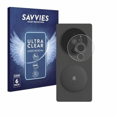 Abbildung von Savvies 6 Stück Schutzfolie für Aqara SVD KIT1 (Smarte Video Türklingel G4) Displayschutz Folie Ultra Transparent